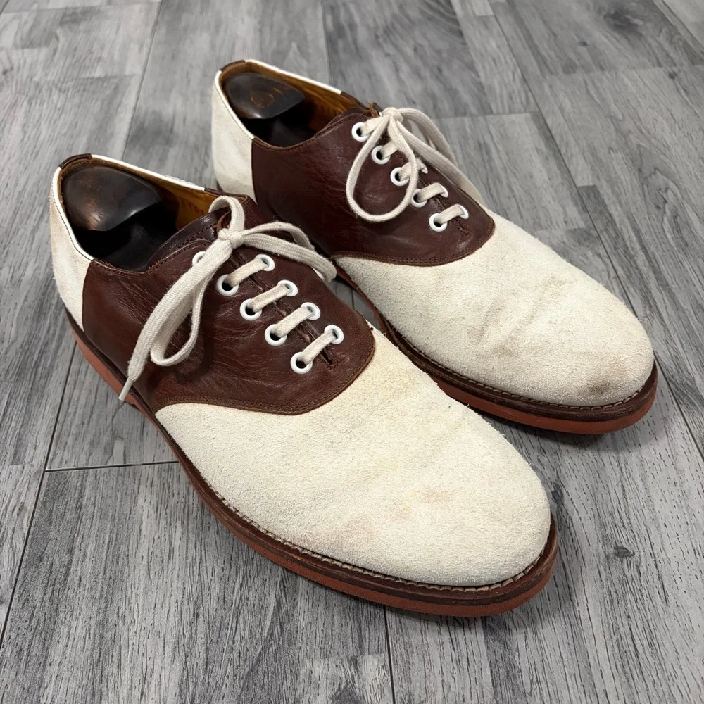 RALPH LAUREN Saddle Classic Two-Tone Men's Shoes Made in Italy Sz 11D
